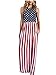 Dongpai Women's 4th of July USA American Flag Stars and Stripes Print Sleeveless Tank Maxi Dress with Pockets