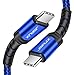 JSAUX 100W USB C to USB C Cable (2-Pack, 6.6ft), USBC Type C Charge Cord 5A Fast Charging Compatible with Nintendo Switch 2 iPhone 16 Pro Max Samsung Galaxy S25 S24 MacBook iPad Air Pro Carplay -Blue