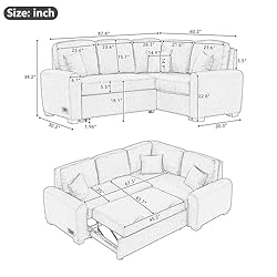 3 in 1 Convertible Sectional Sofa with Pull Out Bed