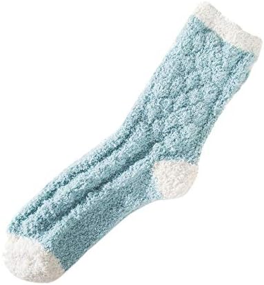 Womens Crew Dress Socks Cotton Casual Comfy Simple Warm Retro Socks Thicker Anti-slip Coral fleece Floor Carpet Socks