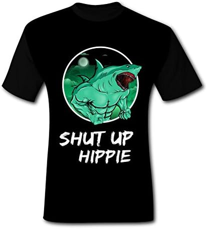 3D Printing Shark Shut up Hippie Casual T Shirts Short Sleeves for Mens L