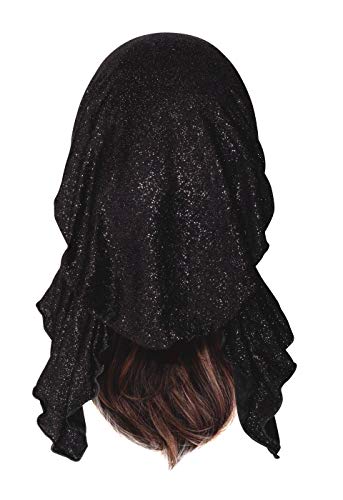 Pre-Tied Cotton Headwear Head-Scarf Chemo Cancer & Tichel Friendly Over 30 Colors! (Black Sparkle Short)