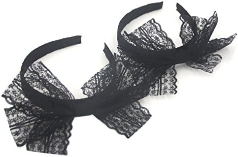 80's Party Lace Headband with Bow (2 Piece) 80s Hair Band Costumes for Women, 2 Colors