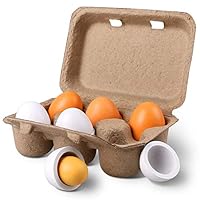 StillCool Kitchen Toys Children Play Kitchen Game Food Toy for Kids Early Development, Learning, Birthday Gifts (6pcs Wooden Eggs)