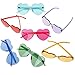Xgood 7 Pieces Heart Shaped Love Sunglasses Rimless Sunglasses Transparent Candy Color Goggles 7 Colors Frameless Eyewear for Women Girls