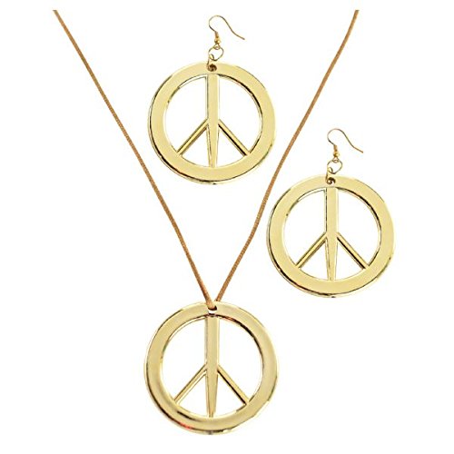 Groovy 60's Party Peace Symbol Jewelry Set Accessory, Plastic, 2", Pack of 3