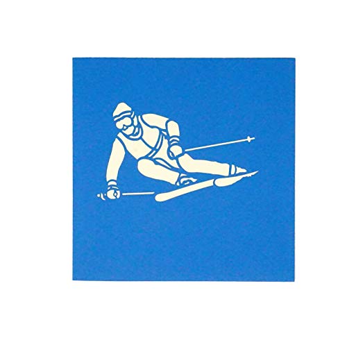 WOWPAPERART Skiing - 3D Pop Up Greeting Card for All Occasions - Birthday, Love, Congrats, Good Luck, Sports, Retirement, Christmas, Congrats - Gifts for Family, Friends, Lovers