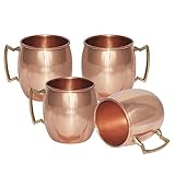 ZAP Impex Moscow Mule 100% Solid Pure Copper Mugs/Cups - Set of 4 (16-ounce/Set of 4, Smooth)
