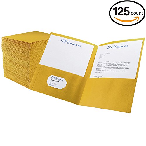 Buy FILEEZ TwoPocket Folders, Yellow, 125Pack, Textured Paper, Letter Size (EZ32470) Online