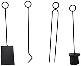 CHARLES BENTLEY Fireside Companion Set Coco Brush Black Matte Iron Tool Stand view 7