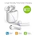 Bluetooth 5.0 Wireless Earbuds, Wireless Bluetooth Headphones with Deep Bass HiFi Stereo Sound, Built-in Mic Earphones with Portable Charging Case for iPhone, iPad and Android - White