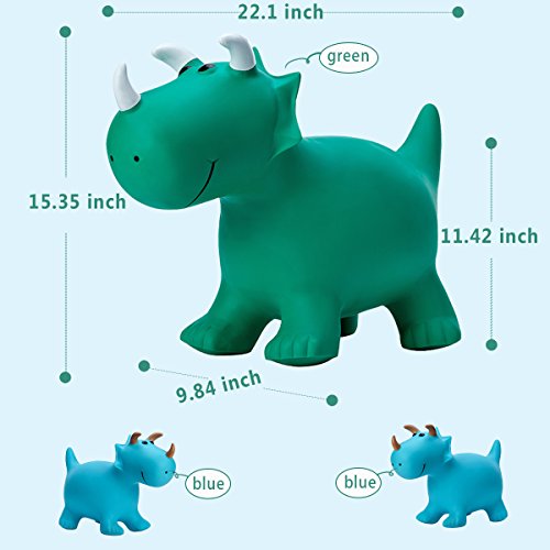 Babe Fairy Bouncy Horse Hopper, Pump Included (Inflatable Animal Hopper, Hopping Horse, riding horse for kids, Ride-on Hopper Horse,Green Triceratops) - Thumbnail 2