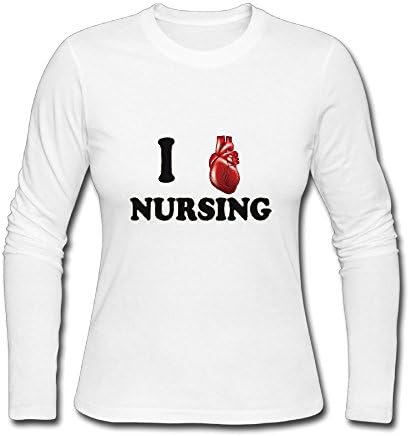 I Heart Nursing Ladies' Long Sleeve Athletic Cotton Round Neck T-Shirt S