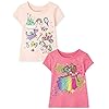 The Children's Place Baby Toddler Girls Short Sleeve Graphic T-Shirt 2-Pack, Stars/Princess, 5T