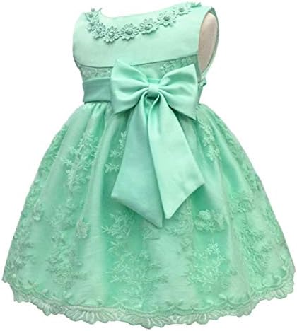Meiqiduo Baby Girl Birthday Wedding Dress Infant Flower Girls Christening Baptism Dresses with Bowknot for NB-18months
