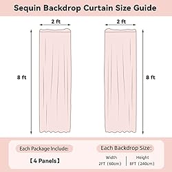 Sugargirl Silver Sequin Backdrop Curtain 4 Panels