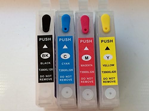 Inkrefillable brand Non-Oem T200 XL T200XL Empty Refillable Ink Cartridge for Epson Expression Home XP-100,200,300,400 Workforce WF-2520 WF-2530 WF-2540 With Lastest Version Auto Reset Chips (ARC)