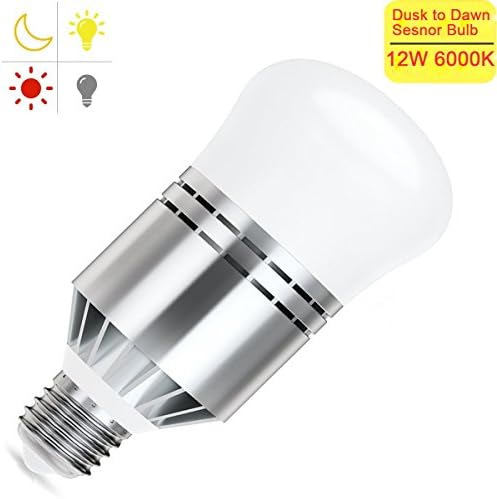 Dusk Till Dawn Light Sensor Bulb, Suelight Smart Lighting Lamp, 12W A19 (40 Watt Equivalent),Automatic Security Light for Indoor/Outdoor Yard Patio Garage Garden(E26/E27,Cool White 6000K,1000LM)