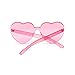 GIFIORE Heart Sunglasses for Women Cute Rimless Heart Shaped Sun Glasses Candy Color Shades (Pink)