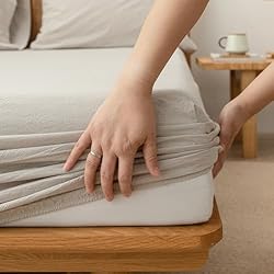 BESTOUCH Sheet Set 100% Washed Cotton Linen Feel
