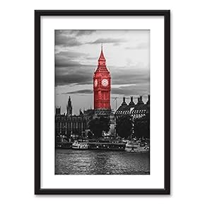 Framed Wall Art Modern City View Giclee Printed Art in Black Picture Frames White Matting - 23x31 inches