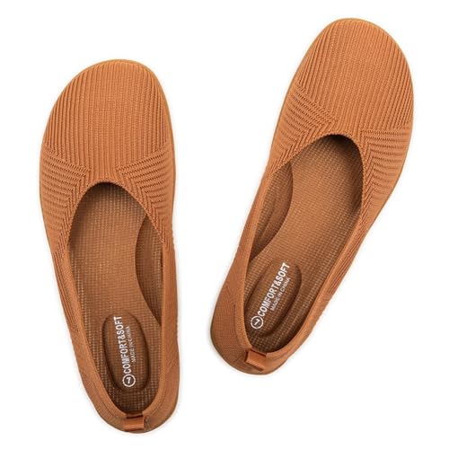 Frank Mully Ballerine da donna, estive, comode, antiscivolo, larghe scarpe da donna, Colore: arancione., 36.5 EU