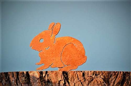 Elegant Garden Design Baby Bunny, Steel Silhouette with Rusty Patina
