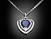 Riakoob 925 Sterling Silver Plated Heart Shape Blue Sapphire Pendant,Crystals Jewerly Necklace,for Women