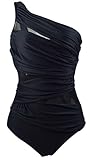 Cocoship Black Inspired Fashion Single Shoulder Network One Piece Maillot Mesh Swimwear Swimsuit 6(FBA)