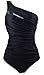 Cocoship Black Inspired Fashion Single Shoulder Network One Piece Maillot Mesh Swimwear Swimsuit 6(FBA)