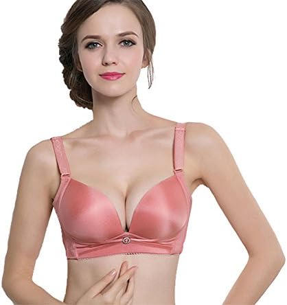 Women Push Up Bra Wire-Free Padded Comfort Cotton Adjustable Straps Red 44A/B