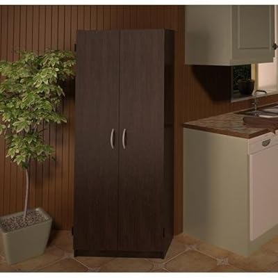 Double Door Storage Pantry in Espresso for Kitchen Organization