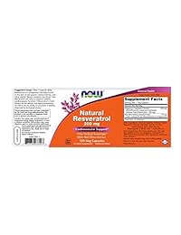 NOW® Natural Resveratrol, 200 mg, 120 Veg Cápsulas