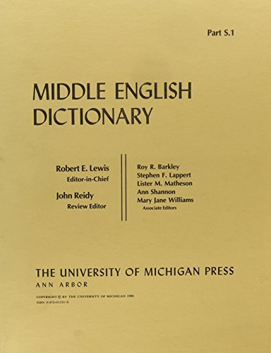 Amazon.com: Middle English Dictionary (Volume S.1): 9780472011919 ...
