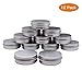 Healthcom 2Oz/60ML Metal Tin Steel Flat Silver Metal Tins Jars Empty Slip Slide Round Tin Containers With Tight Sealed Twist Screwtop Cover,12 Pcs