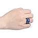 JunXin Two Pieces Black Gold Bridal Wedding Set Princess Cut Sapphire Blue Main Stone Size5-11