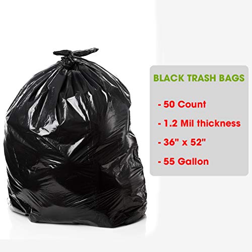 Dualplex 55 Gallon Black Trash Bags 1.2 Mill Garbage Bag 50 Bags Per Case 36" X 52" - Thumbnail 4