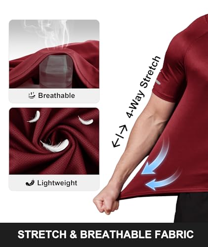 ZITY Pack of 3 Men's Short-Sleeved T-Shirts, Men's Sports T-Shirt, Breathable Quick Drying Summer Clothes Running Gym Fitness