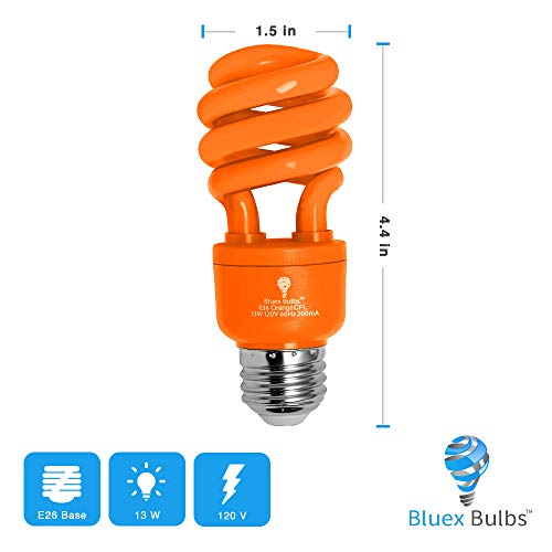 4 Pack BlueX CFL Orange Light Bulb 13W 50Watt Equivalent E26