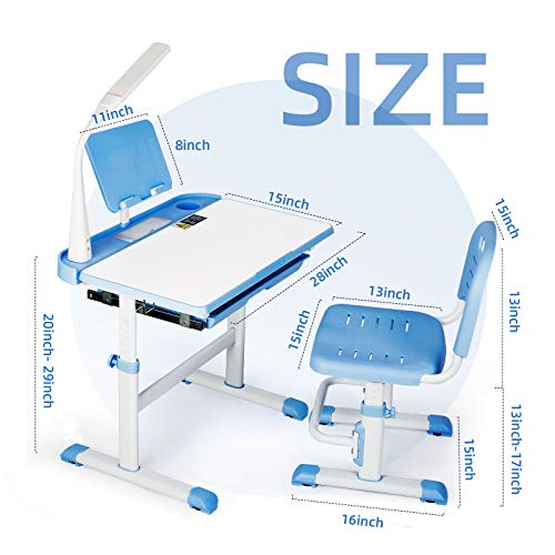 SIMBR Kids Desk and Chair Set, Height Adjustable Kid Desk Chair, Childs