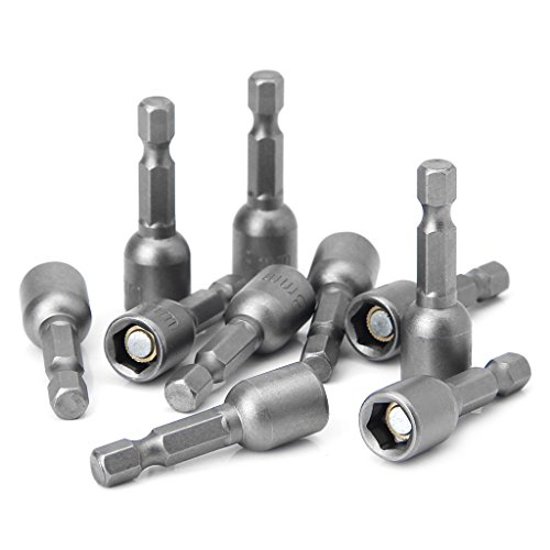 Because0f 10 Pcs Magnetic Nut Driver Set 8mm 5/16" Socket Adapter Hex Drill Bit
