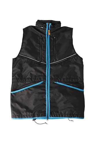 Dingo Waldemar Rutkowski Dog Trainer Vest with Two Zip Pockets, 2 Open Pockets, Hood, Adjustable, Fitted, Waterproof, Black with Blue Trim - Size XL (16434)