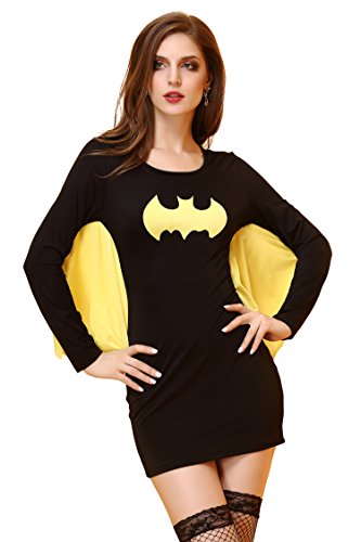 Poliking Women's Hallowmas Sexy Tights Cosplay Batman Super Man Bat Costumes