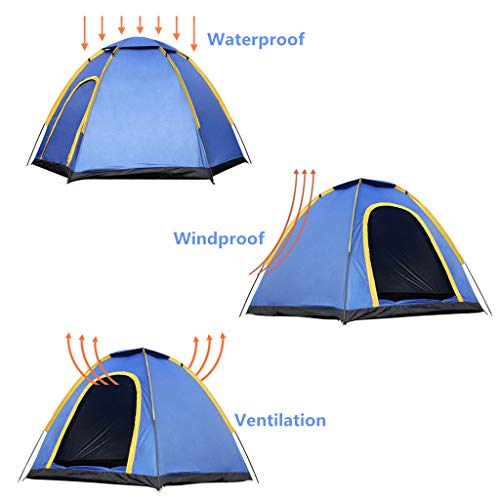Jiayit US Fast Shipment Hexagon Tent For Camping 3-4 Person Lightweight Backpacking Outdoor Tent US Stock Blue