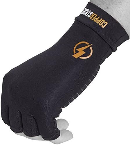 Copper Infused Compression Fingerless Arthritis Gloves Help Relieve Pain in Your Fingers Hand and Wrist | Improve Mobility and Circulation and Resume Normal Activities | by Copperstrike – 1 Pair Large