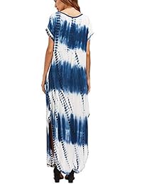 Vestidos largos para mujer Vestido de verano floral boho de manga corta para mujer con bolsillos