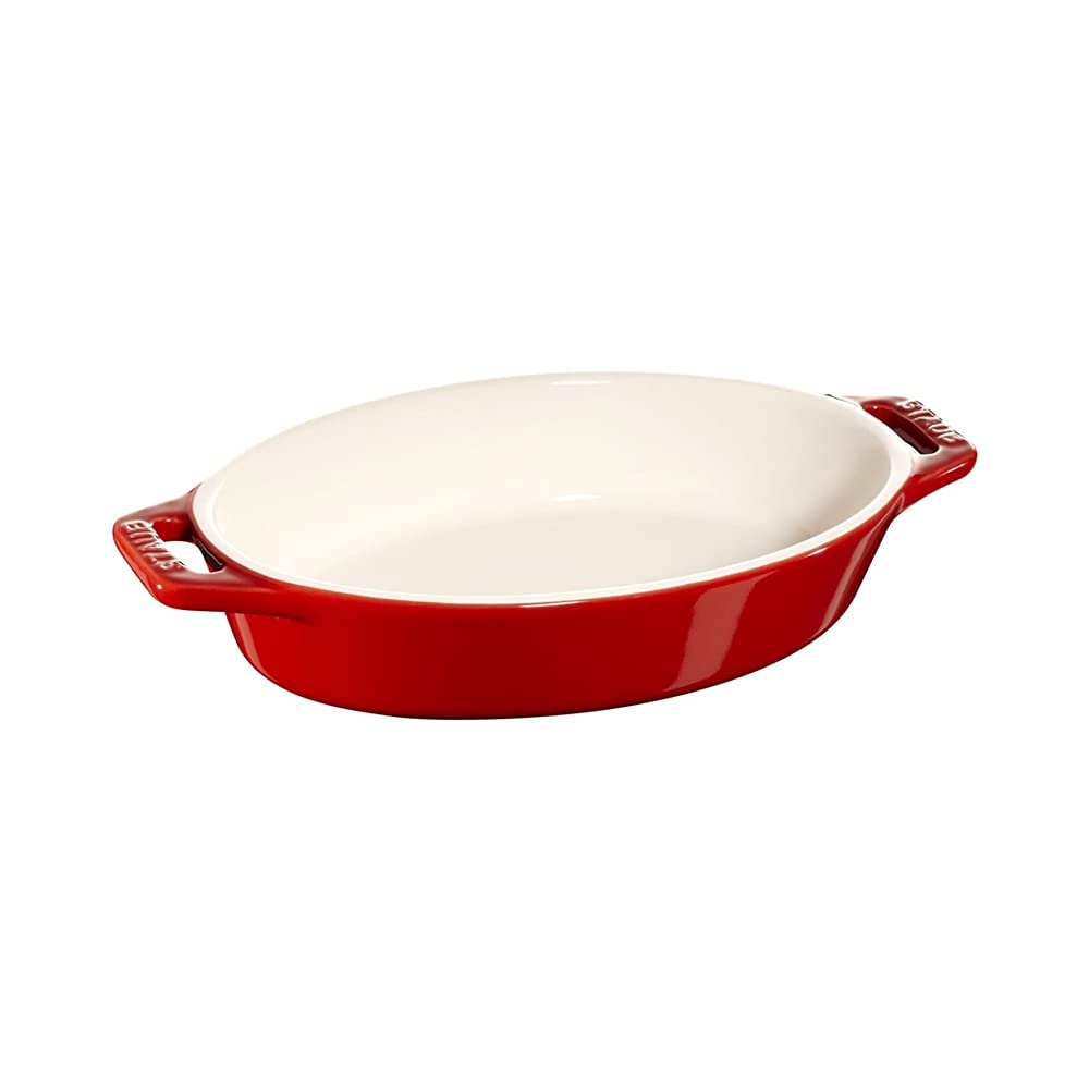 Staub Ceramic Small Oval Baking Dish, Cherry Red