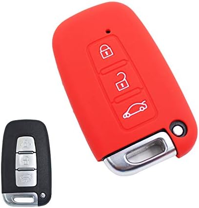 ECOiNVA for Hyundai Sonata Tucson Elantra Verna Reina Santafe IX45 Mistra IX25 New IX35 Silicone Car Key Case Fob Cover Remote Control Cases (I-Red)