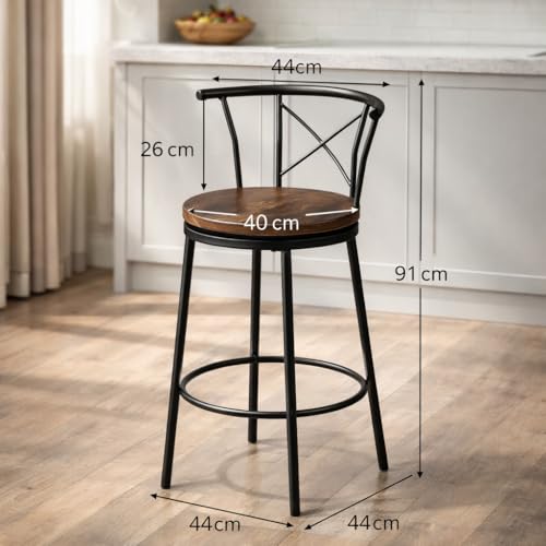 SIMPLE HOGAR Bancos para Barra, un Conjunto de Dos sillas Bancos para Barra, con Asiento Giratorio de 360° y una Altura de 90 cm.