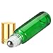 Olilia Glass Roll on Bottles with Metal Roller Balls, Essential Oils Key included 12 Pack of 10ml(1/3oz) (Green - Gold Lids)